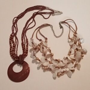 #1103. 2 Piece Genuine Shell And Wood Necklace Bundle
